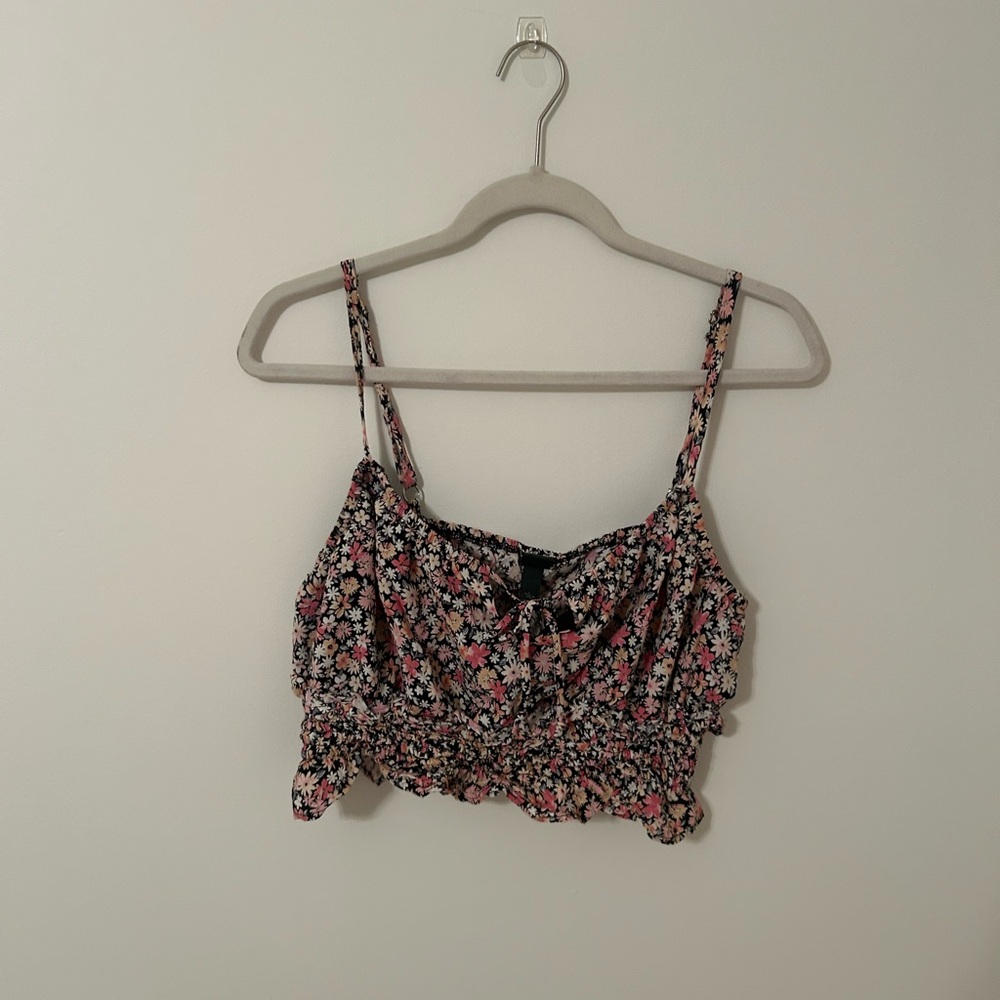 Wild Fable Floral Crop Top - Pink and Black